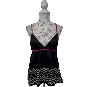 Missoni for Target Babydoll top Nighty Sleep Cami Black & White with pink trim